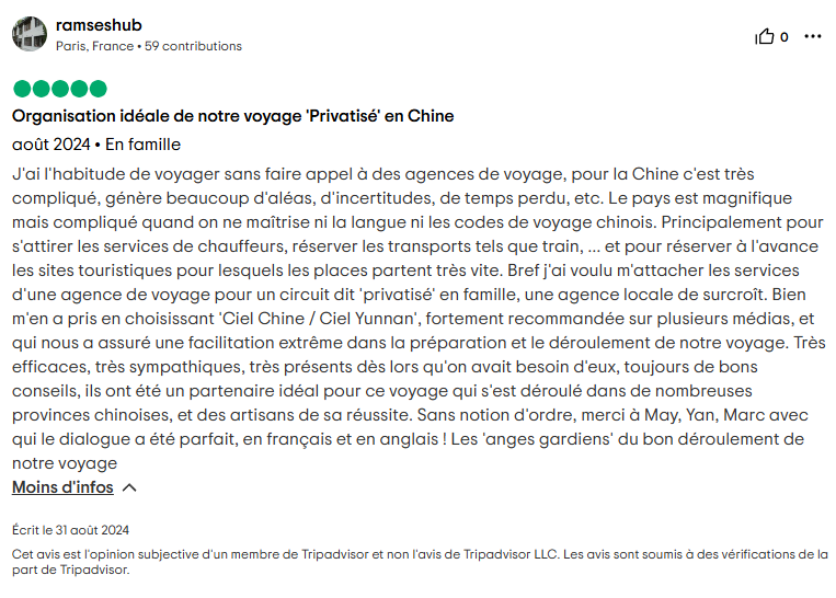 Avis Ciel Chine voyage Chine Jerome